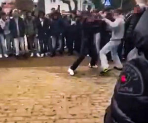 Uczniowie urządzili sobie „ustawkę” pod szkołą! Bójka na oczach tłumu. Nagrania trafiły do sieci