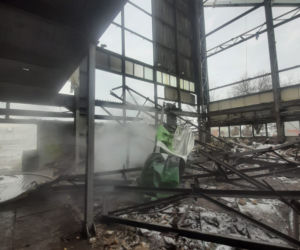 Pożar starej hali rejonie Zakładów Mechanicznych