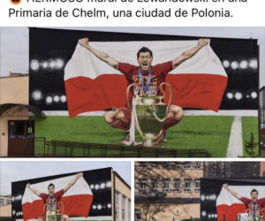 Mural przedstawiający Roberta Lewandowskiego
