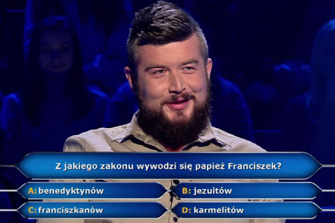 Zakon papieża Franciszka - pytanie w Milionerach warte 40 tys. zł