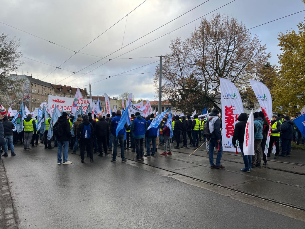 Protest związkowców w Szczecinie