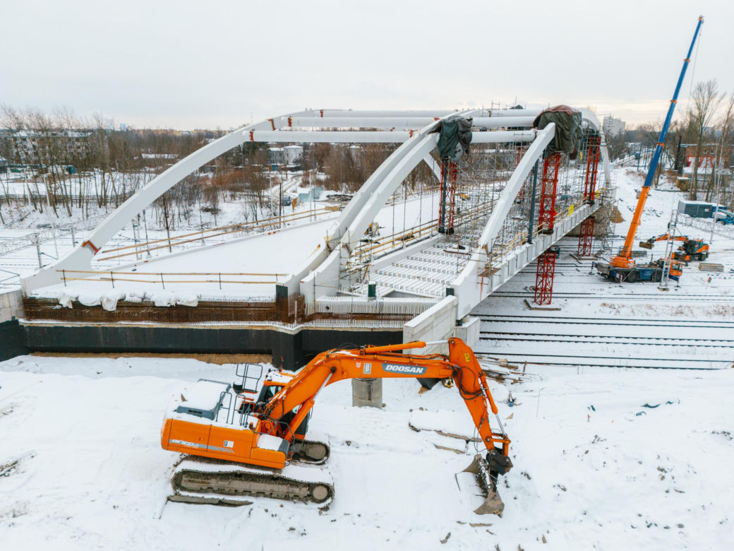 Budowa wiaduktu nad linia kolejową w Sosnowcu