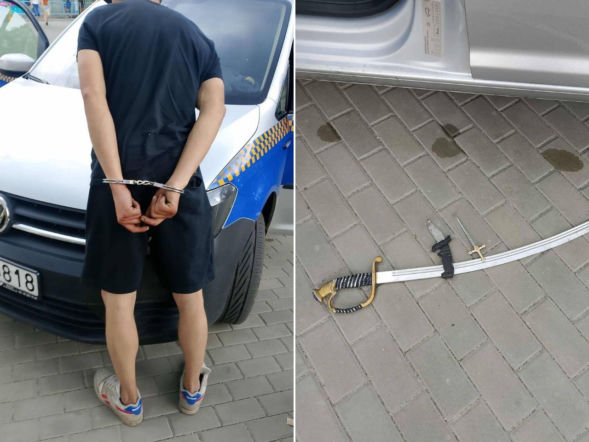 Mężczyzna wymachiwał szablą w centrum Mysłowic. Służby obezwładniły obywatela Ukrainy
