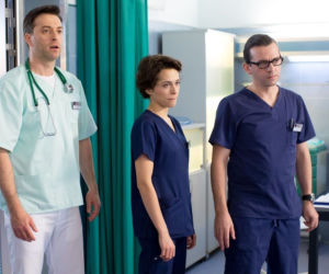 Na dobre i na złe, odcinek 707. Julka (Aleksandra Hamkało), Marcin Molenda (Filip Bobek), Artur Bart (Piotr Głowacki)