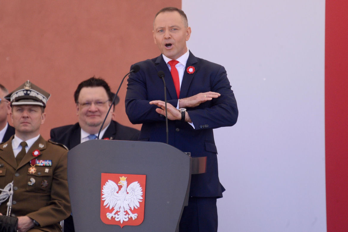 Warszawa. Święto Narodowe Trzeciego Maja. Para prezydencka na Placu Zamkowym w Warszawie
