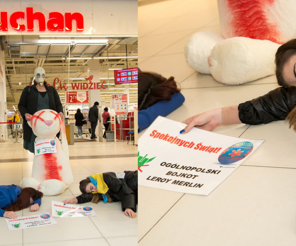 Protest przed Auchan