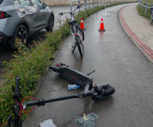 Czołowe zderzenie hulajnogi z rowerem w Starachowicach