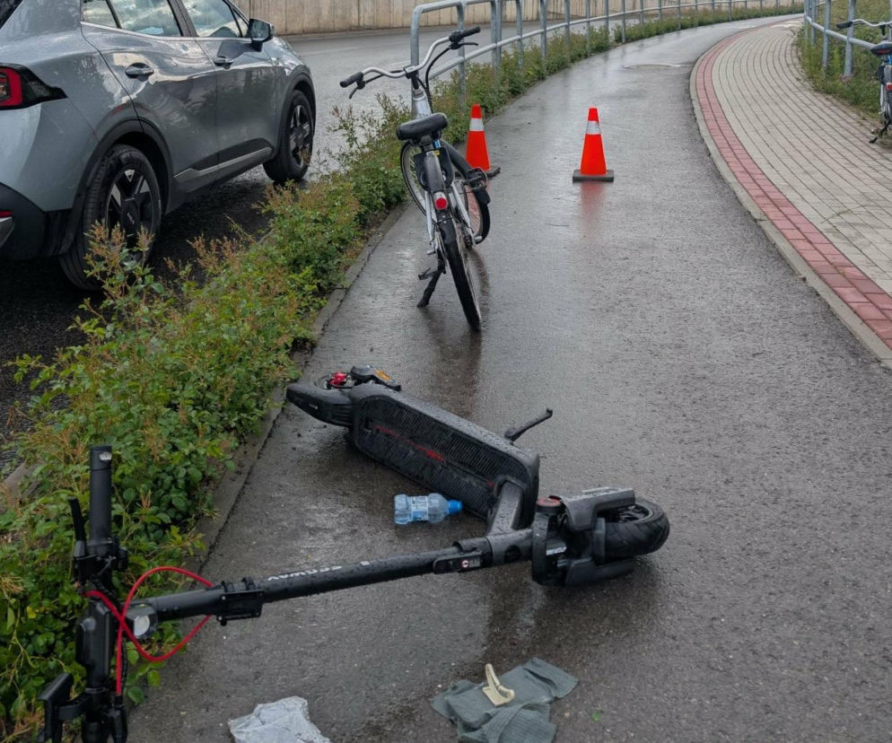 Czołowe zderzenie hulajnogi z rowerem w Starachowicach