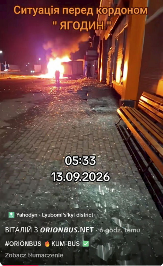 Dron uderzył tuż obok przejścia granicznego z Polską