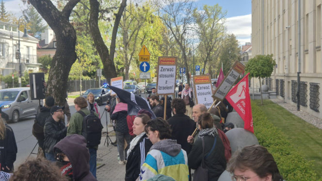 Protest pod ambasadą Izraela w Warszawie (30.04.2026)