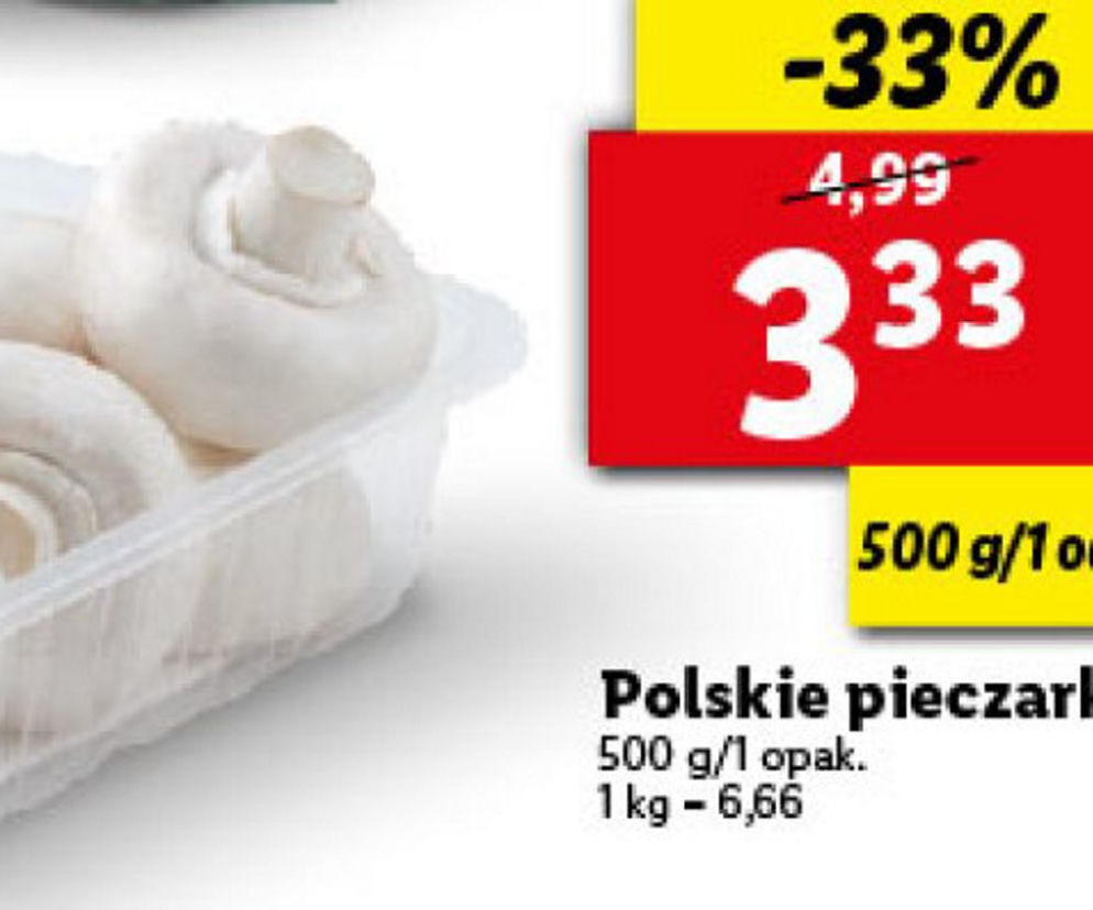 polskie pieczarki 3,33 zł/500 g