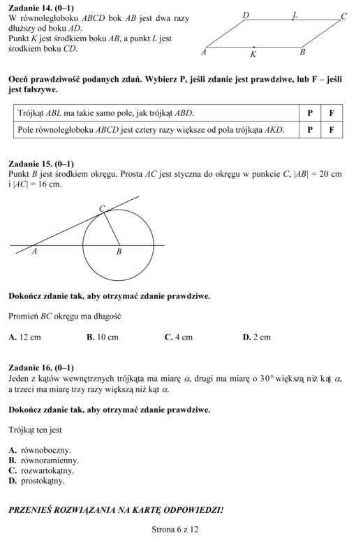 EGZAMIN GIMNAZJALNY 2013 MATEMATYKA - ARKUSZE, ODPOWIEDZI
