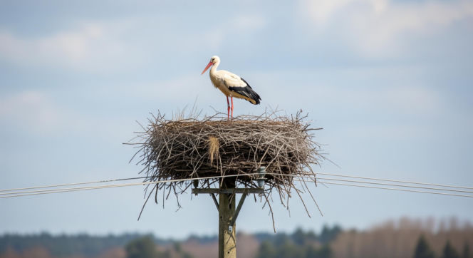 Bocianie gniazdo w Przygodzicach. Kto powrócił na Wielkanoc i co na niego czeka?