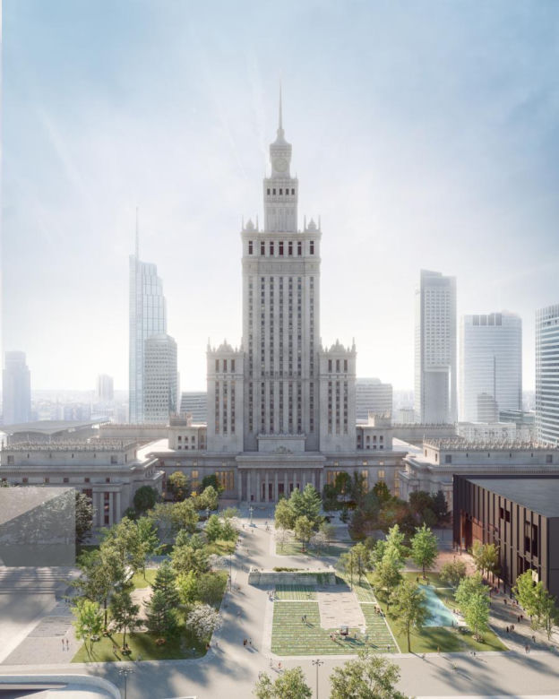 Wizualizacja placu Centralnego w Warszawie