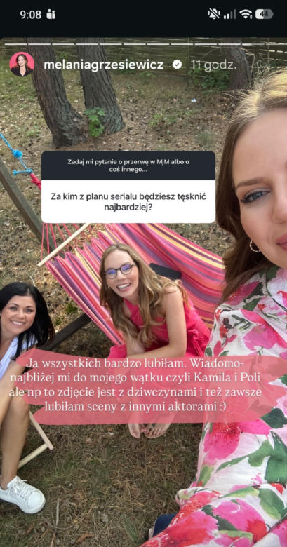 M jak miłość. Melania Grzesiewicz (Anita) na Instagramie o odejściu z serialu