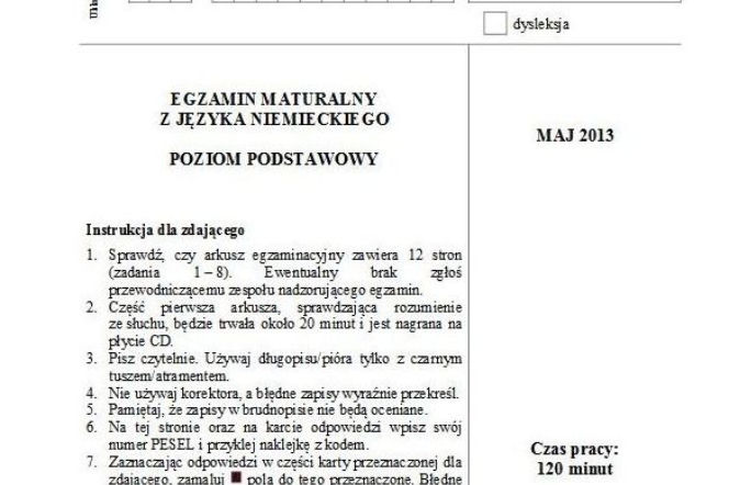 Matura 2013 język niemiecki p. podstawowy