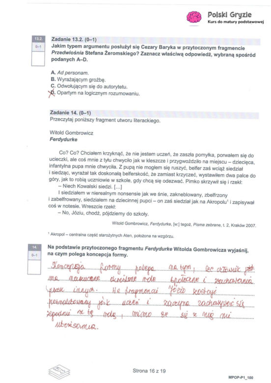 Matura 2026 z języka polskiego: odpowiedzi do wszystkich zadań z arkusza CKE 4.05.2026