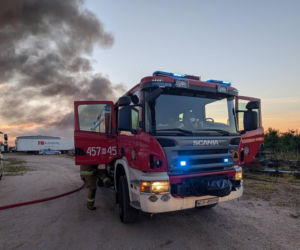 Pożar pojazdów ciężarowych w miejscowości Pabierowice