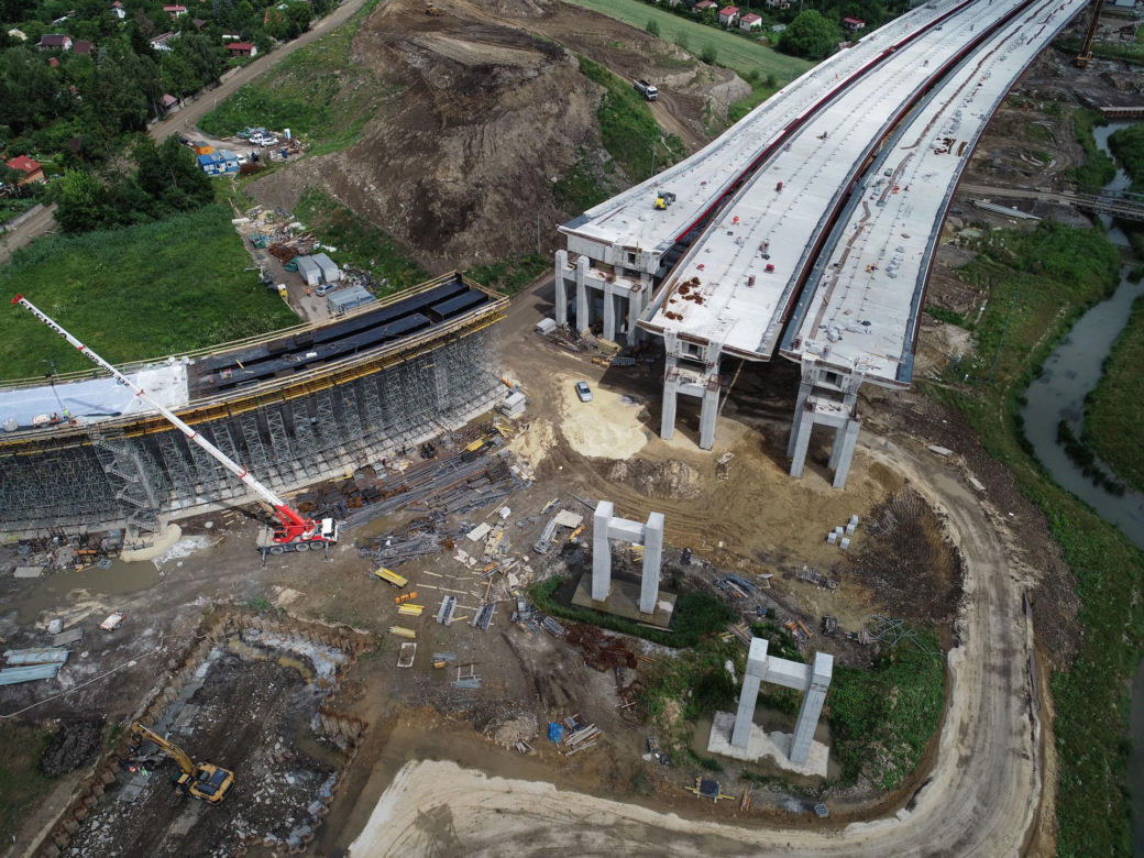 Zdjęcia z placu budowy S7 Kraków - Widoma, czerwiec 2024