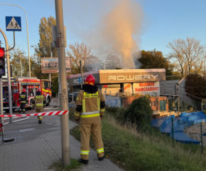Pożar sklepu rowerowego przy Wale Miedzeszyńskim
