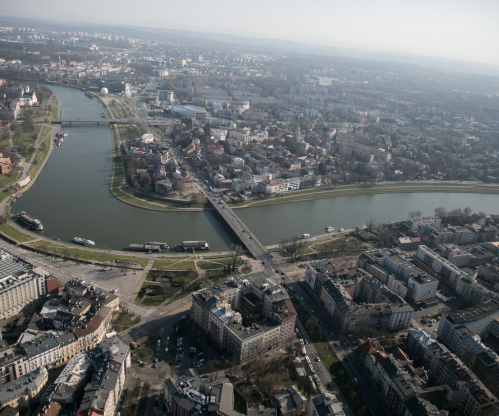 Kraków z lotu ptaka w czasie kwarantanny
