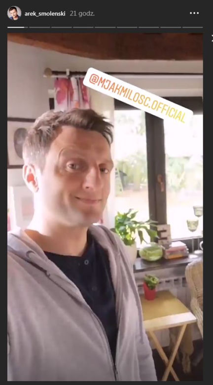 M jak miłość. Bartek (Arkadiusz Smoleński) na planie