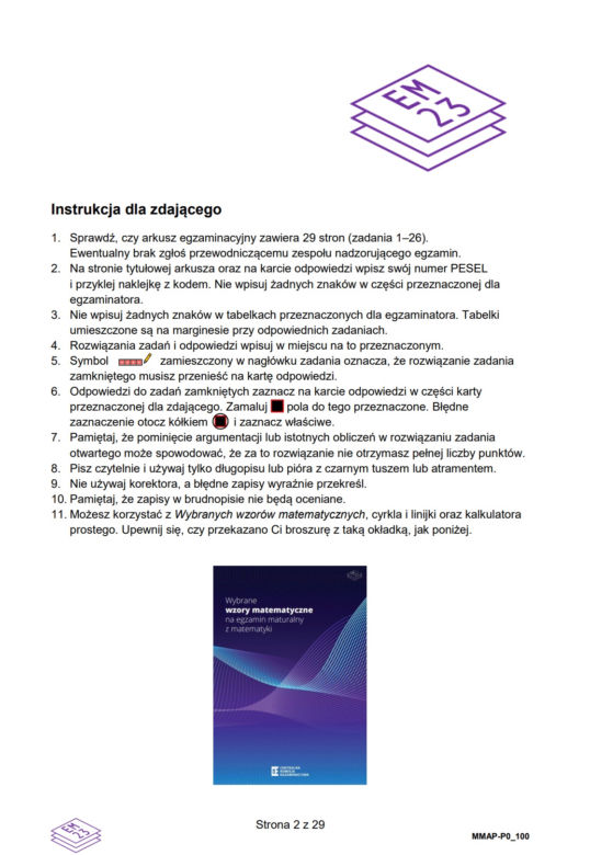 Matura próbna 2023 - Matematyka., arkusze zadań