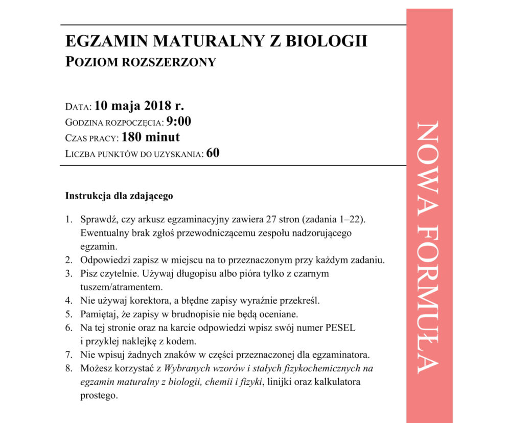 Matura 2018 z biologii [ARKUSZE CKE, ODPOWIEDZI]