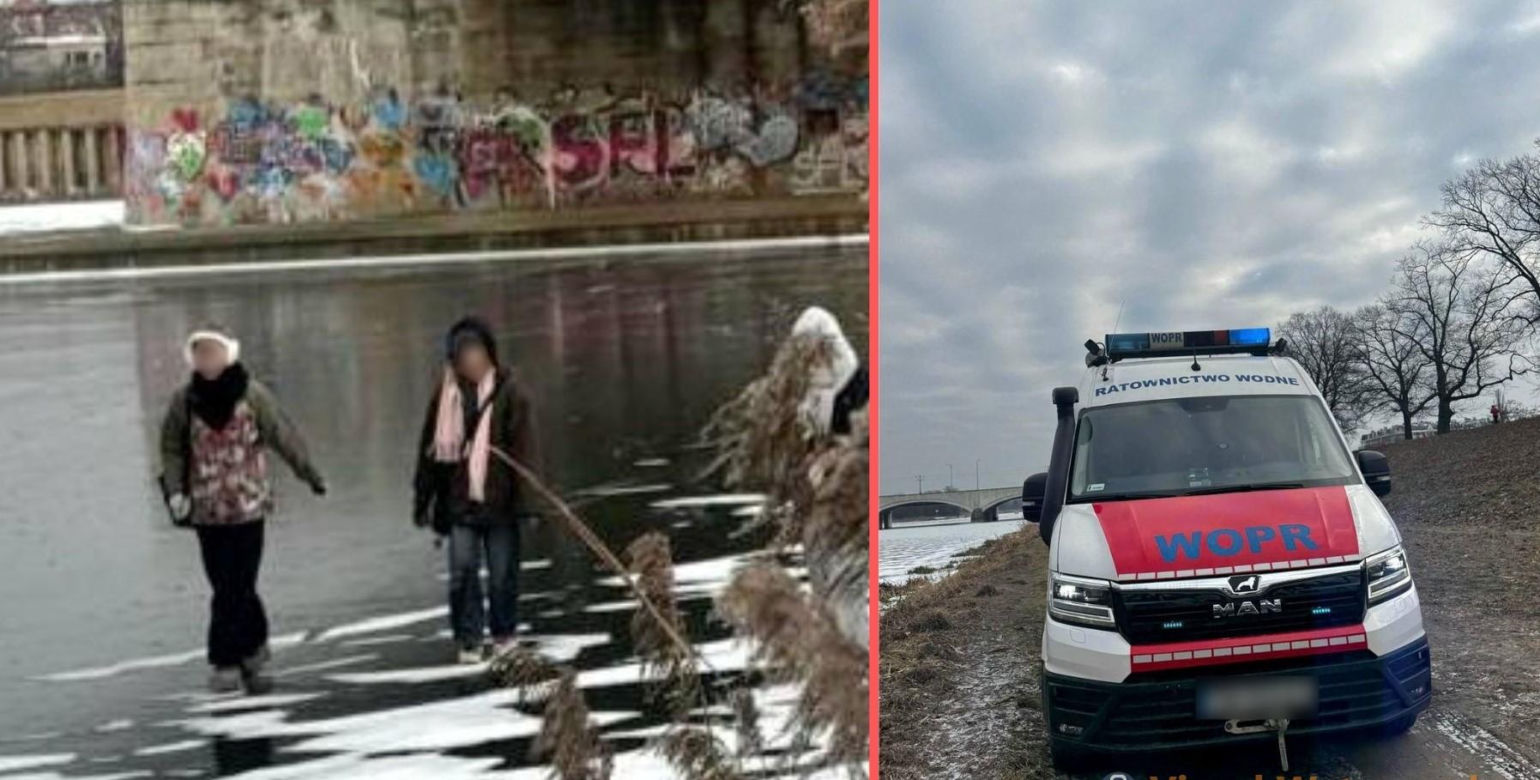 Dzieci weszły na lód na Odrze. Sekundy od tragedii we Wrocławiu