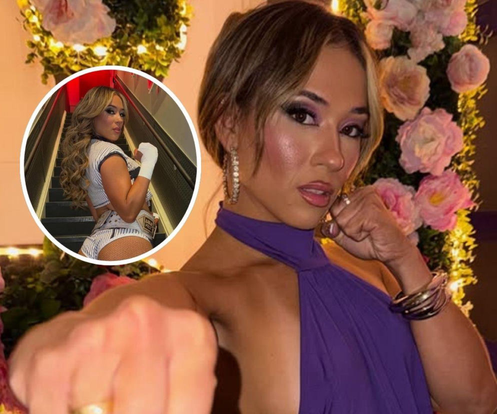 Lola Vice w fioletowej sukience. Na miniaturze zawodniczka WWE na schodach. O jej debiucie przeczytasz na SE.