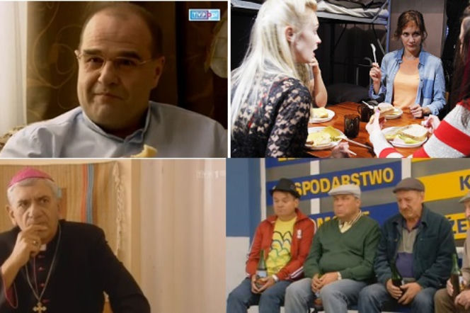 RANCZO 7 sezon. Ksiądz (Cezary Żak), biskup Sądecki (Wiktor Zborowski), Lucy (Ilona Ostrowska), Hadziuk, Pietrek, Solejuk, Stach Japycz