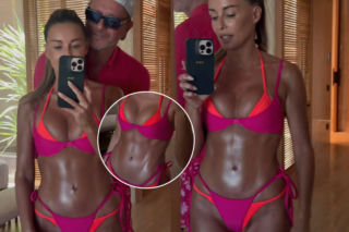 Opalona na brąz Rozenek w podwójnym bikini eksponuje mięśnie brzucha. Jak tabliczka czekolady?