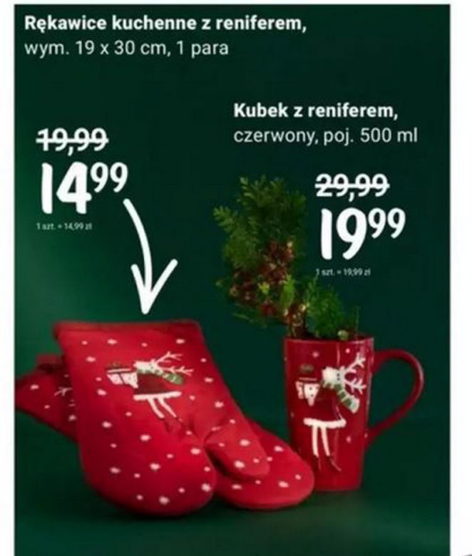 Rękawice kuchenne z reniferem – 14, 99 zł/1 szt. i kubek z reniferem 19,99 zł/ 1 szt. 