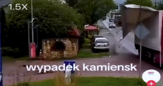 Pas od tira uderzył kobietę prosto w głowę. Wszystko widać na nagraniu