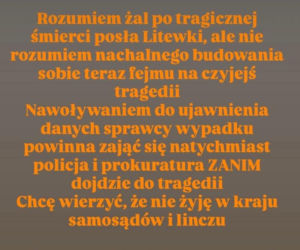 Karolina Korwin Piotrowska po śmierci Łukasza Litewki