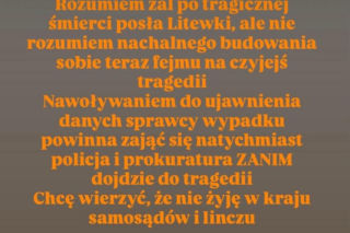 Karolina Korwin Piotrowska po śmierci Łukasza Litewki