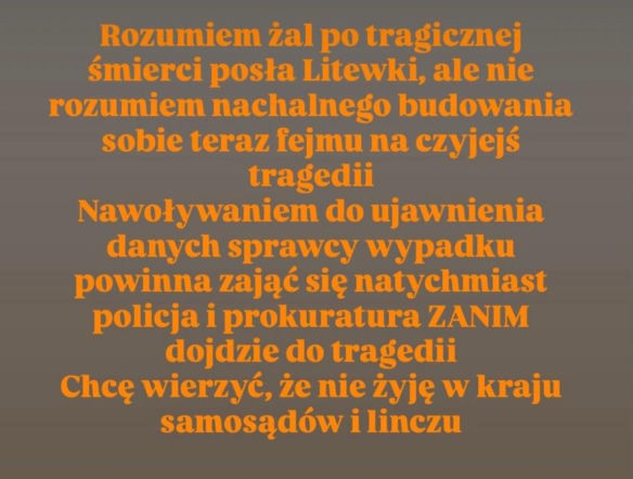 Karolina Korwin Piotrowska po śmierci Łukasza Litewki