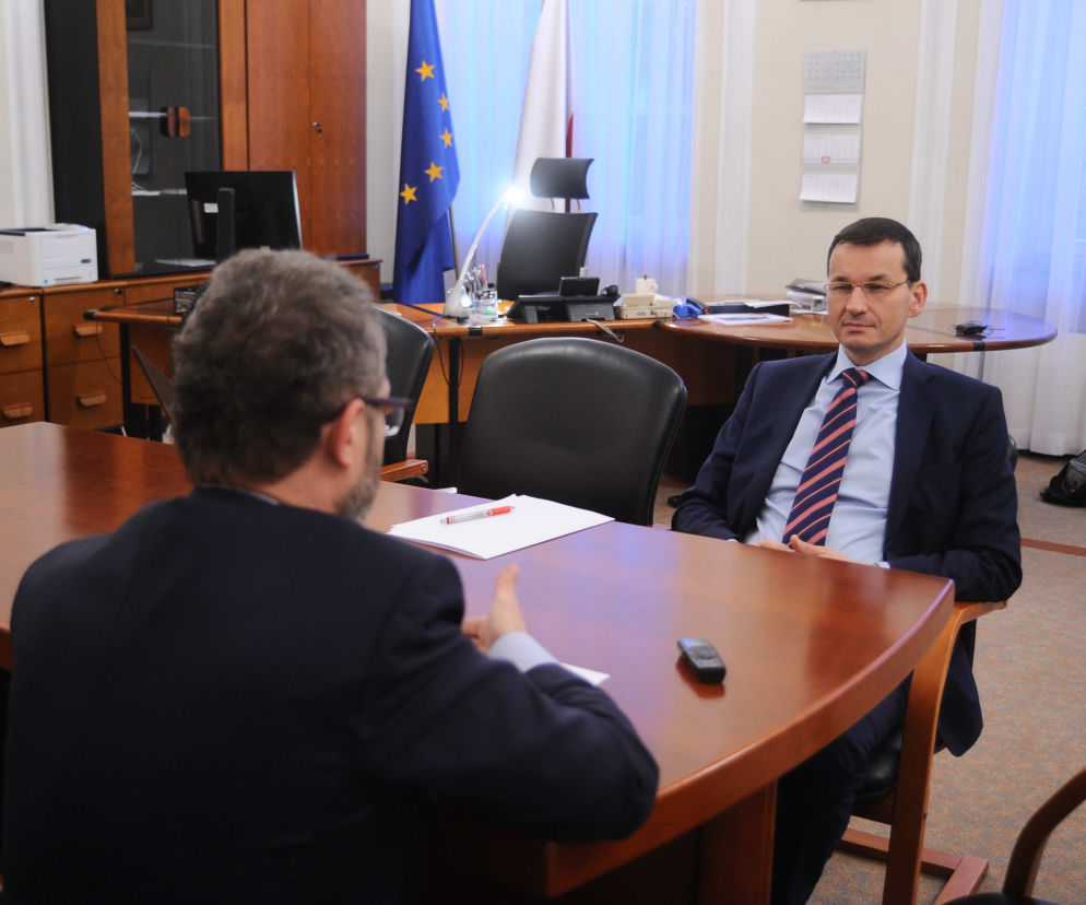 MATEUSZ MORAWIECKI W ROZMOWIE Z HUBERTEM BISKUPSKIM.