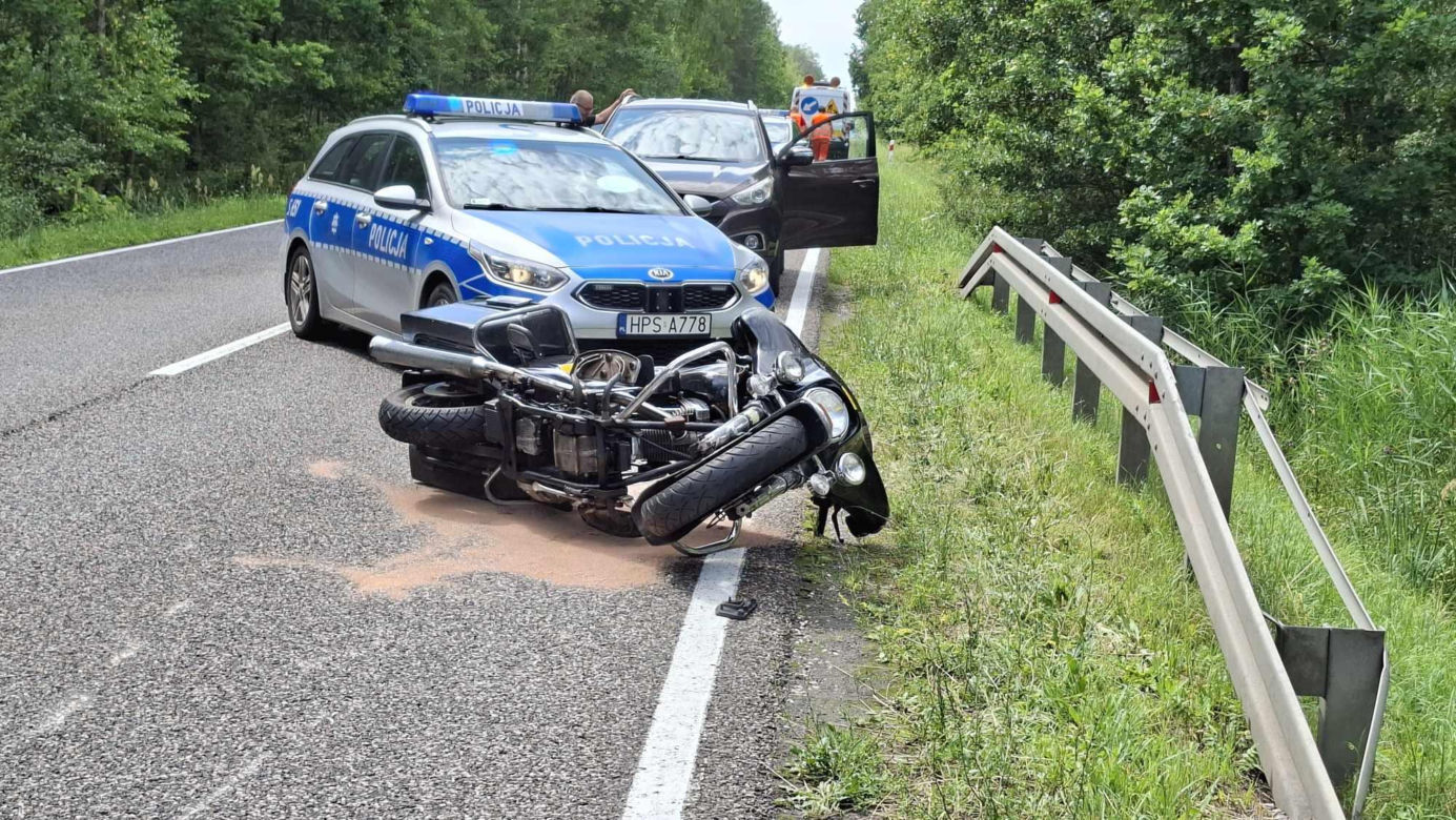 Wypadek w Krynkach, w Gminie Brody. Ranny motocyklista w szpitalu