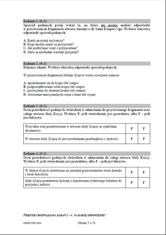 Egzamin ósmoklasisty 2019 - Arkusze Język Polski