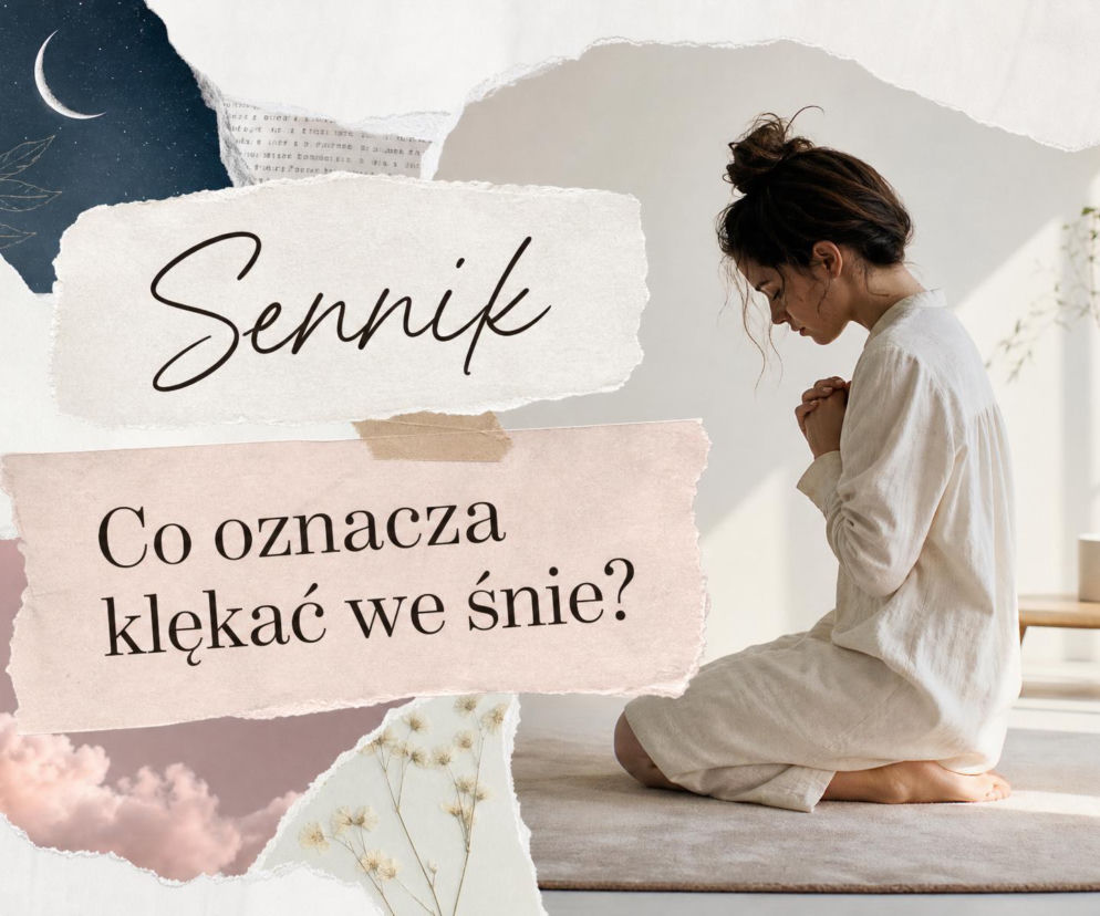Klęcząca kobieta ze złożonymi rękami. O znaczeniu snu o klękaniu przeczytasz na SE.