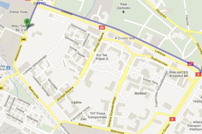 Stadion Miejski we Wrocławiu - mapka okolicy