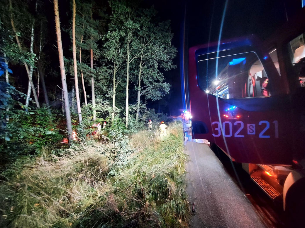 Wypadek na S1 w Katowicach. Samochód wypadł z drogi i stanął w płomieniach!