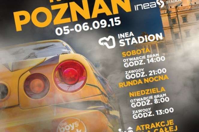 Pisk opon i palenie gumy pod stadionem Lecha