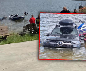 Mikołajki. Wodując skuter utopił Mercedesa