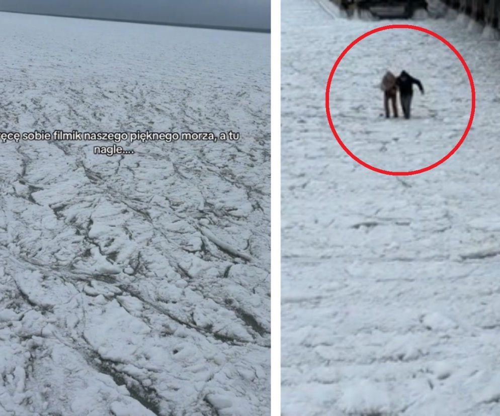Chwile grozy nad polskim morzem! Weszli na zamarznięty Bałyk. lód pękł pod nogami! Wszystko zostało nagrane [WIDEO]