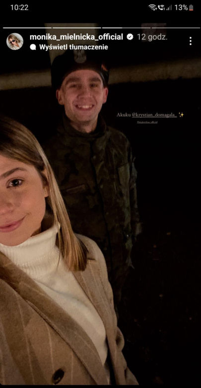 	M jak miłość odcinek specjalny świąteczny. Lilka (Monika Mielnicka), Mateusz (Krystian Domagała) na planie