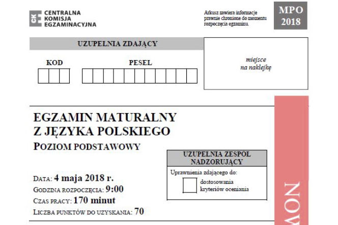 egzamin maturalny język polski 2018 MATURA