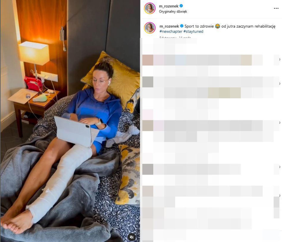 Gips Rozenek po wypadku żyje własnym życiem 