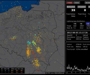 BURZE w Polsce 05.08.2012 - NA ŻYWO. GDZIE jest burza - MAPA BURZOWA